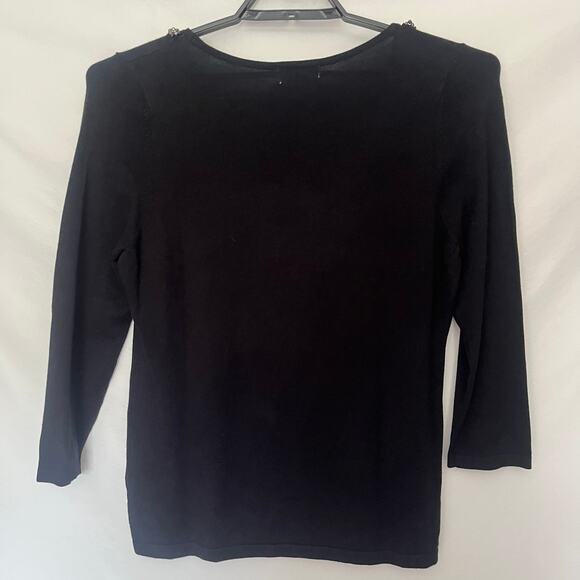 Y2K Joseph A Stud Collar Womens Sweater Sz L Goth Glam Pullover Beaded Holiday - Picture 8 of 13